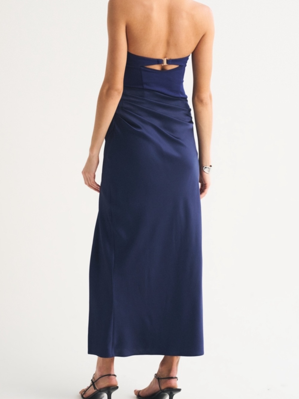 Abercrombie & Fitch Strapless Navy Evening Gown with Side Slit - Picture 6 of 10